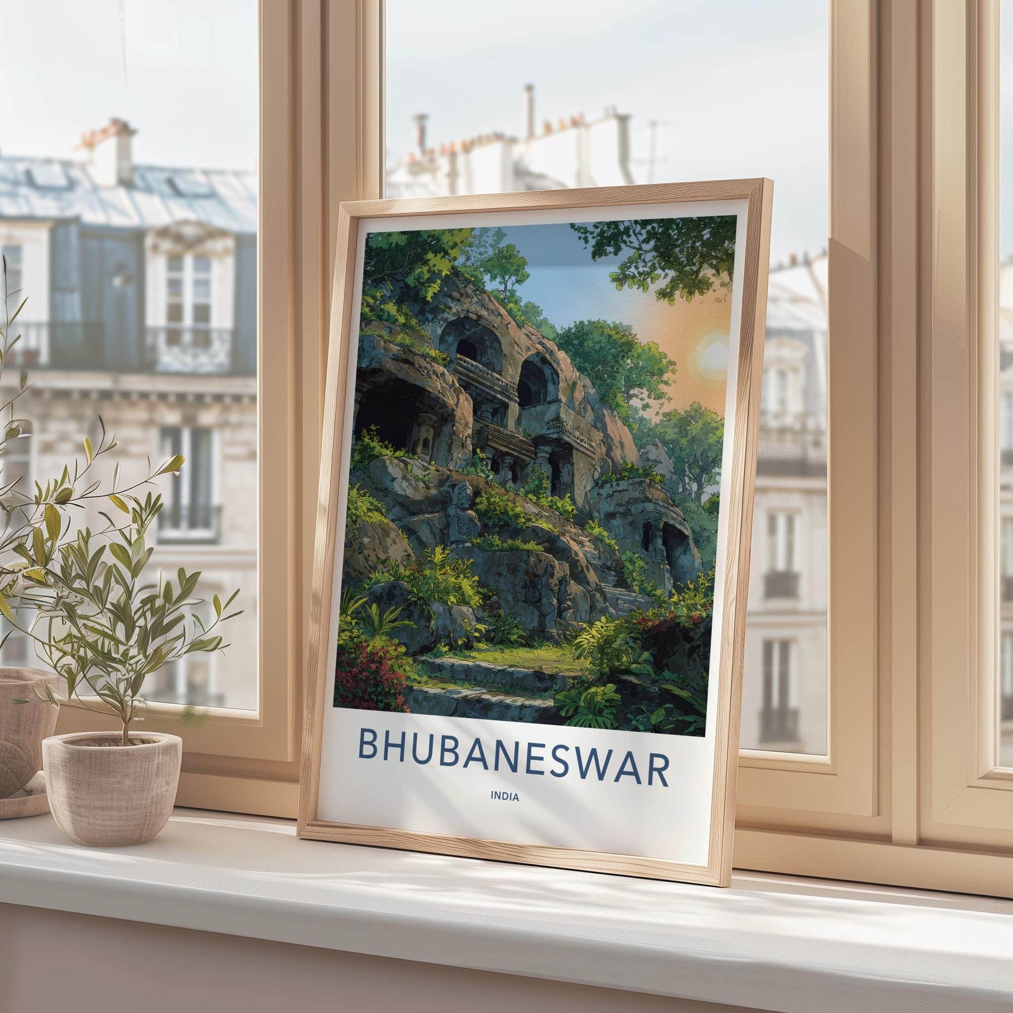 Bhubaneswar Poster - India Travel Art - Odisha ancient caves Home Decor