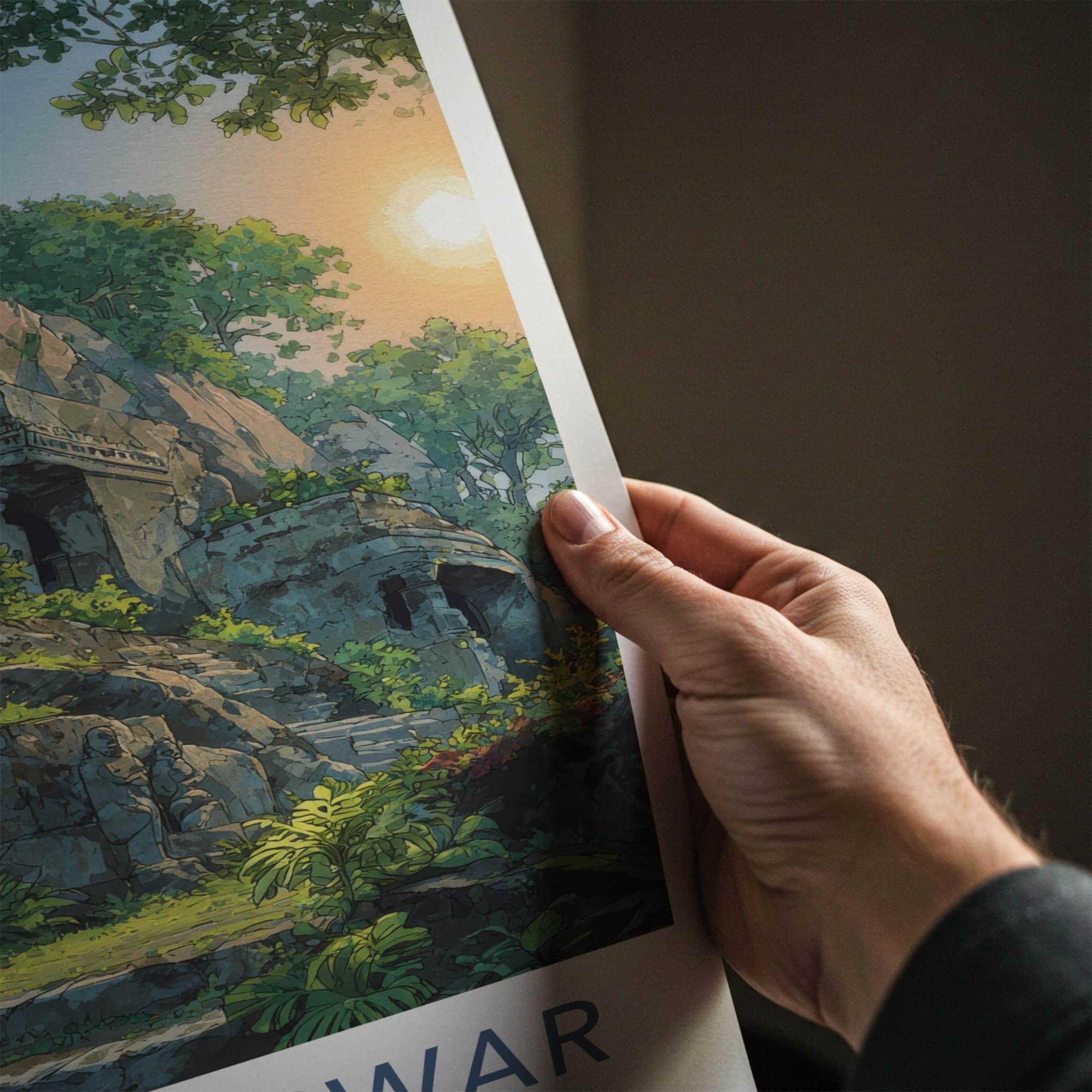 Bhubaneswar Poster - India Travel Art - Odisha ancient caves Home Decor