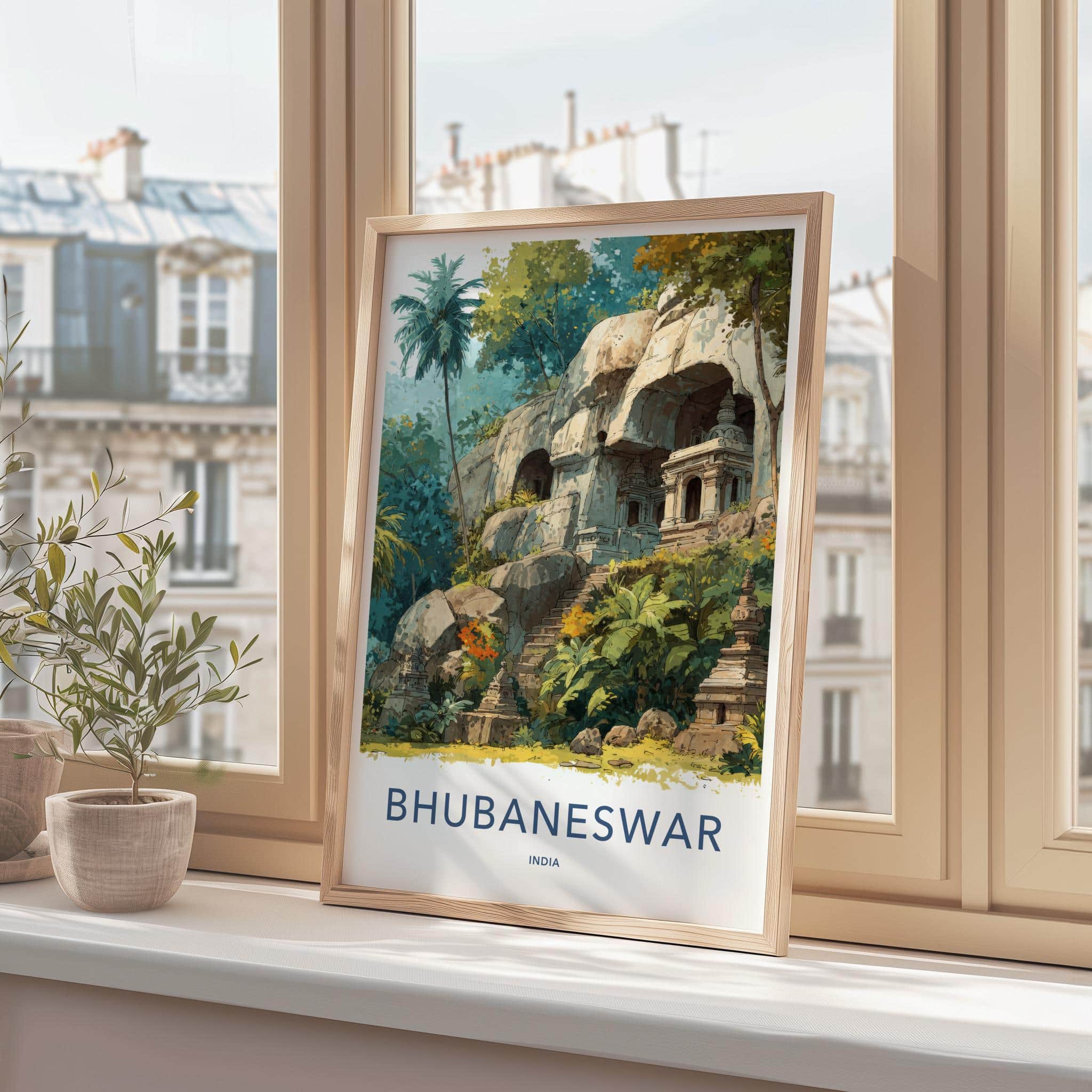 Bhubaneswar Poster - India Travel Art - Odisha Jungle Rock Temples Home Decor