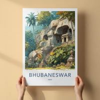 Bhubaneswar Poster - India Travel Art - Odisha Jungle Rock Temples Home Decor
