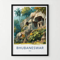 Bhubaneswar Poster - India Travel Art - Odisha Jungle Rock Temples Home Decor