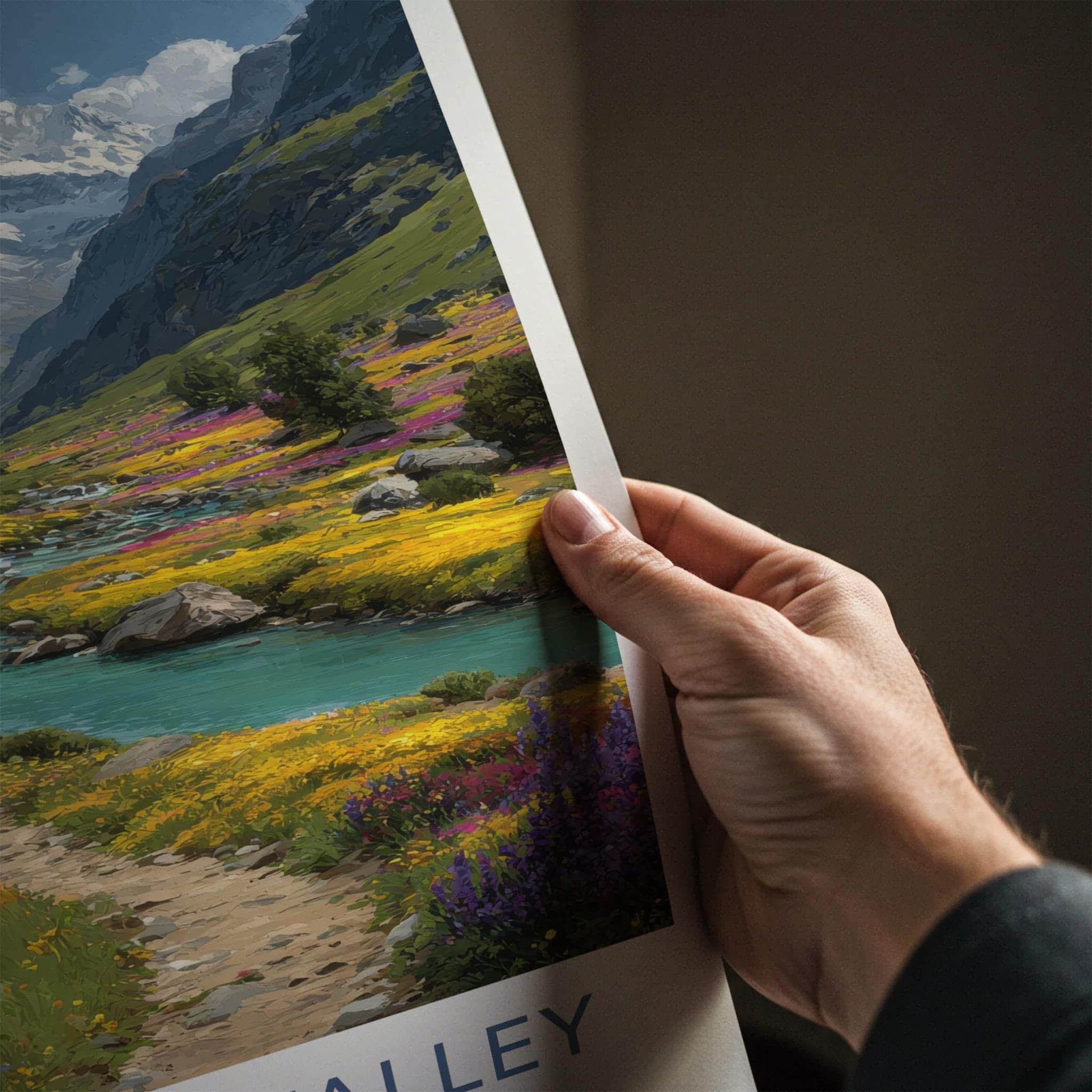 Bhuyndar Valley Poster - India Wall Art - Uttarakhand Vibrant Mountain Bloom Home Decor
