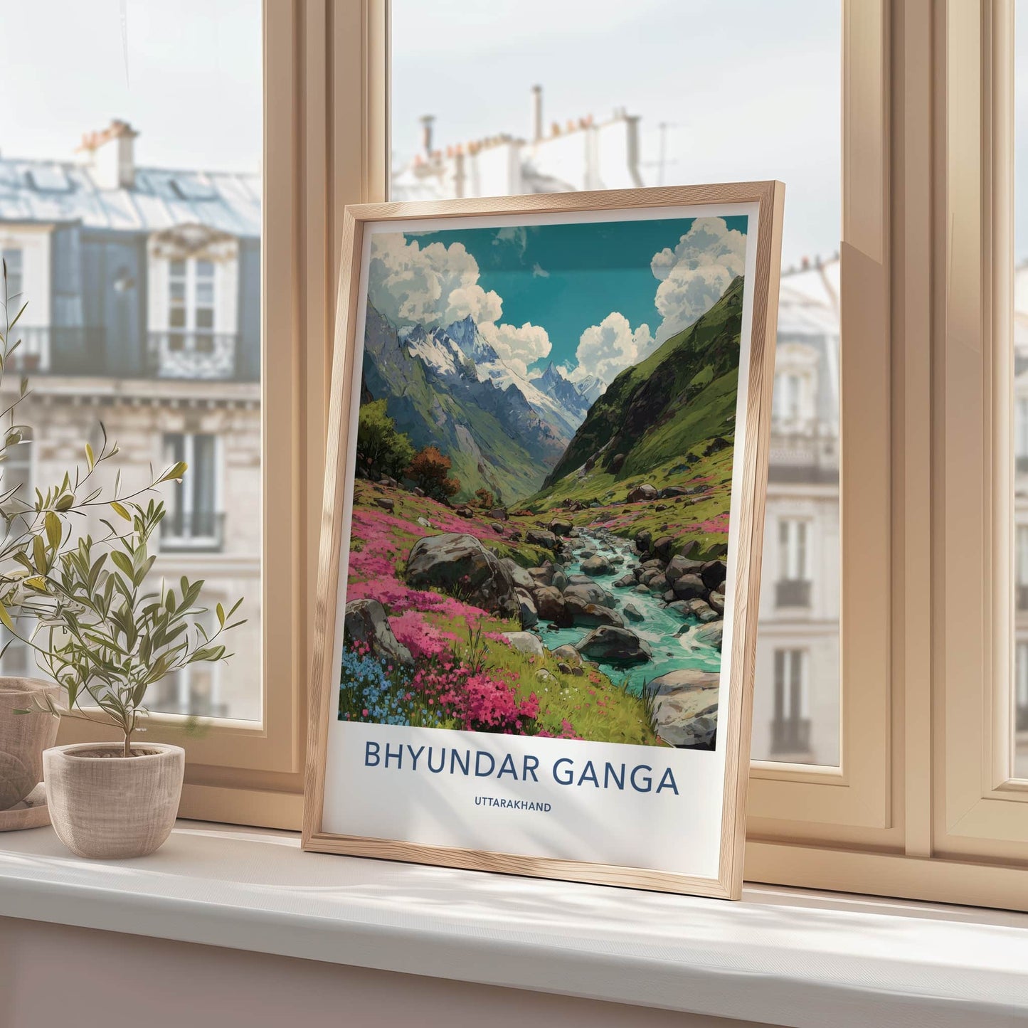 Bhyundar Ganga Poster - India Travel Print - Uttarakhand River Valley Home Art