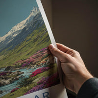 Bhyundar Poster - India Travel Art - Uttarakhand Valley Flowers Home Decor