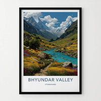 Bhyundar Valley Poster - India Art Print - Uttarakhand Vibrant floral valley Wall Decor