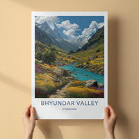 Bhyundar Valley Poster - India Art Print - Uttarakhand Vibrant floral valley Wall Decor