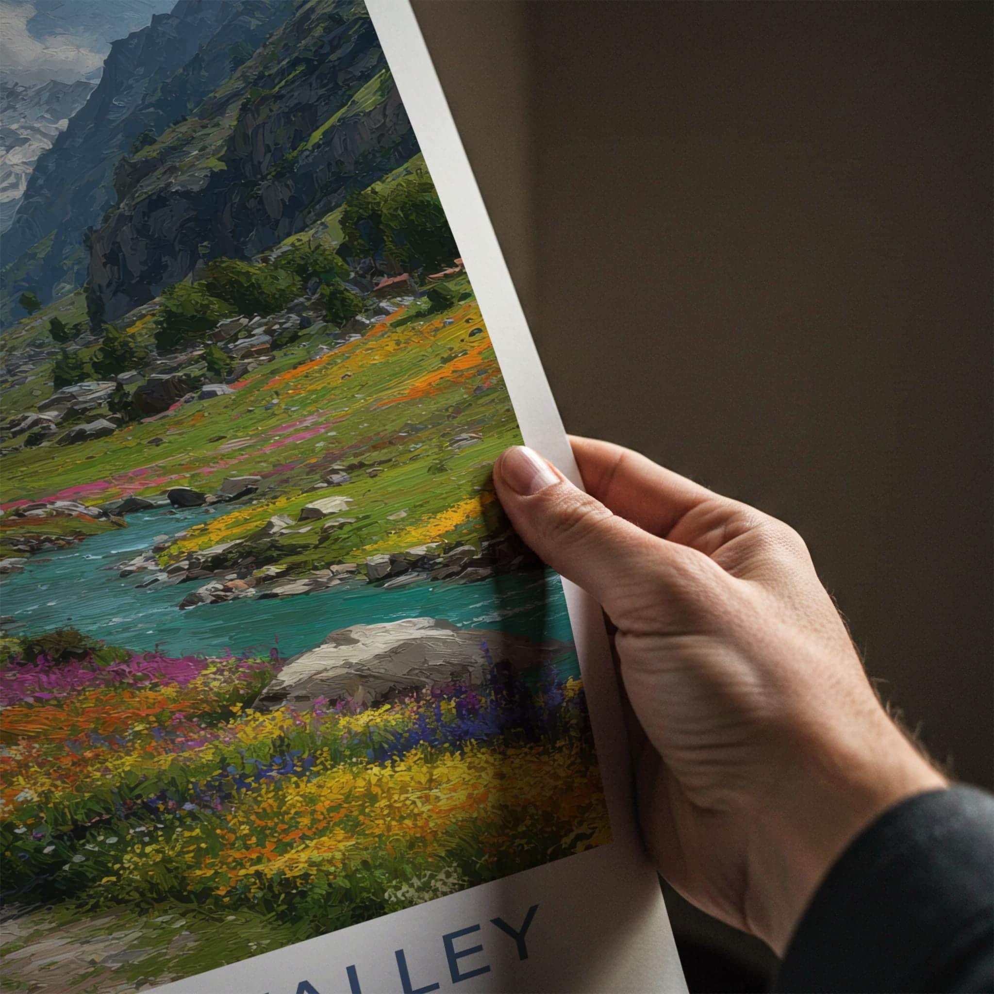 Bhyundar Valley Poster - India Travel Art - Uttarakhand Alpine Valley Home Decor