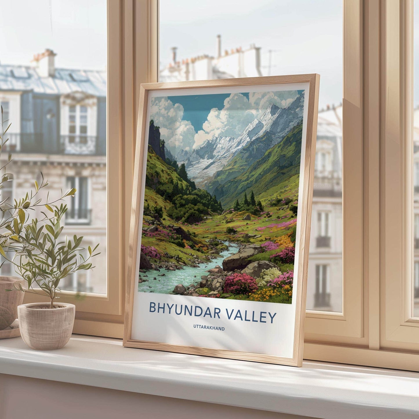 Bhyundar Valley Poster - India Travel Art - Uttarakhand Vibrant Mountain Valley Home Decor