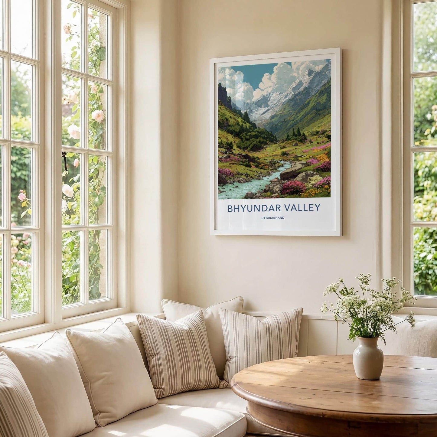 Bhyundar Valley Poster - India Travel Art - Uttarakhand Vibrant Mountain Valley Home Decor
