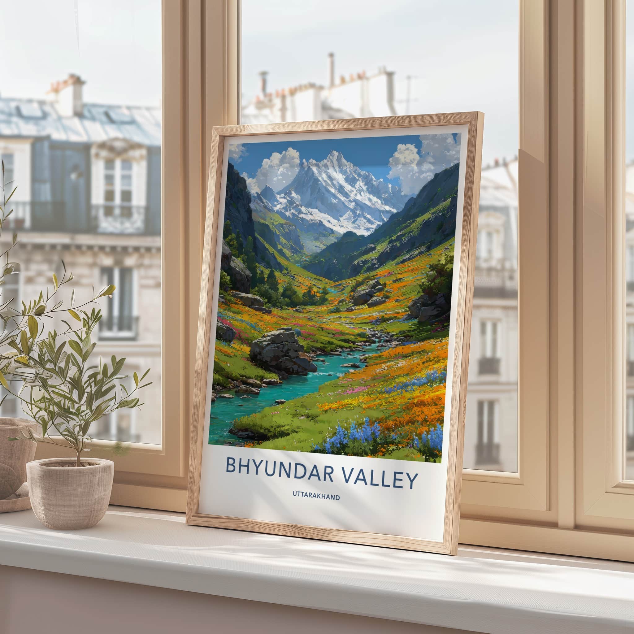Bhyundar Valley Poster - India Uttarakhand Flowing Waters Home Decor