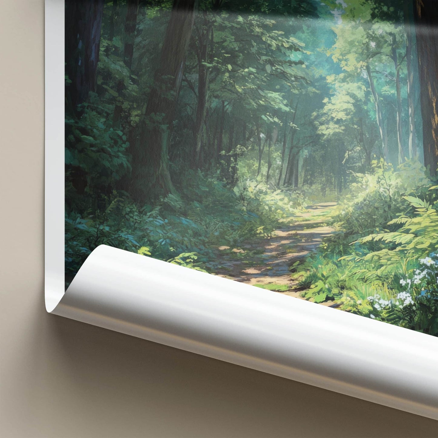 Bialowieza Poster - Poland Travel Art - Sunlit Forest Path Home Decor