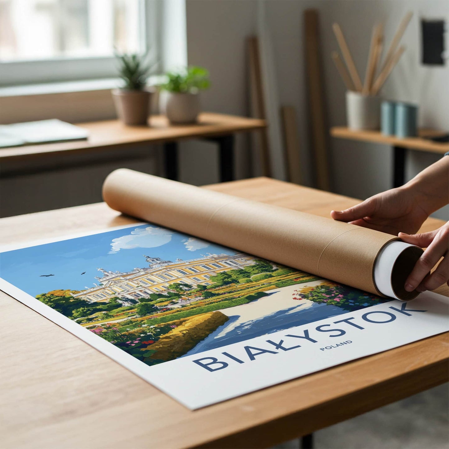 Bialystok Poster - Poland Travel Art - Grand Palace Gardens Home Decor