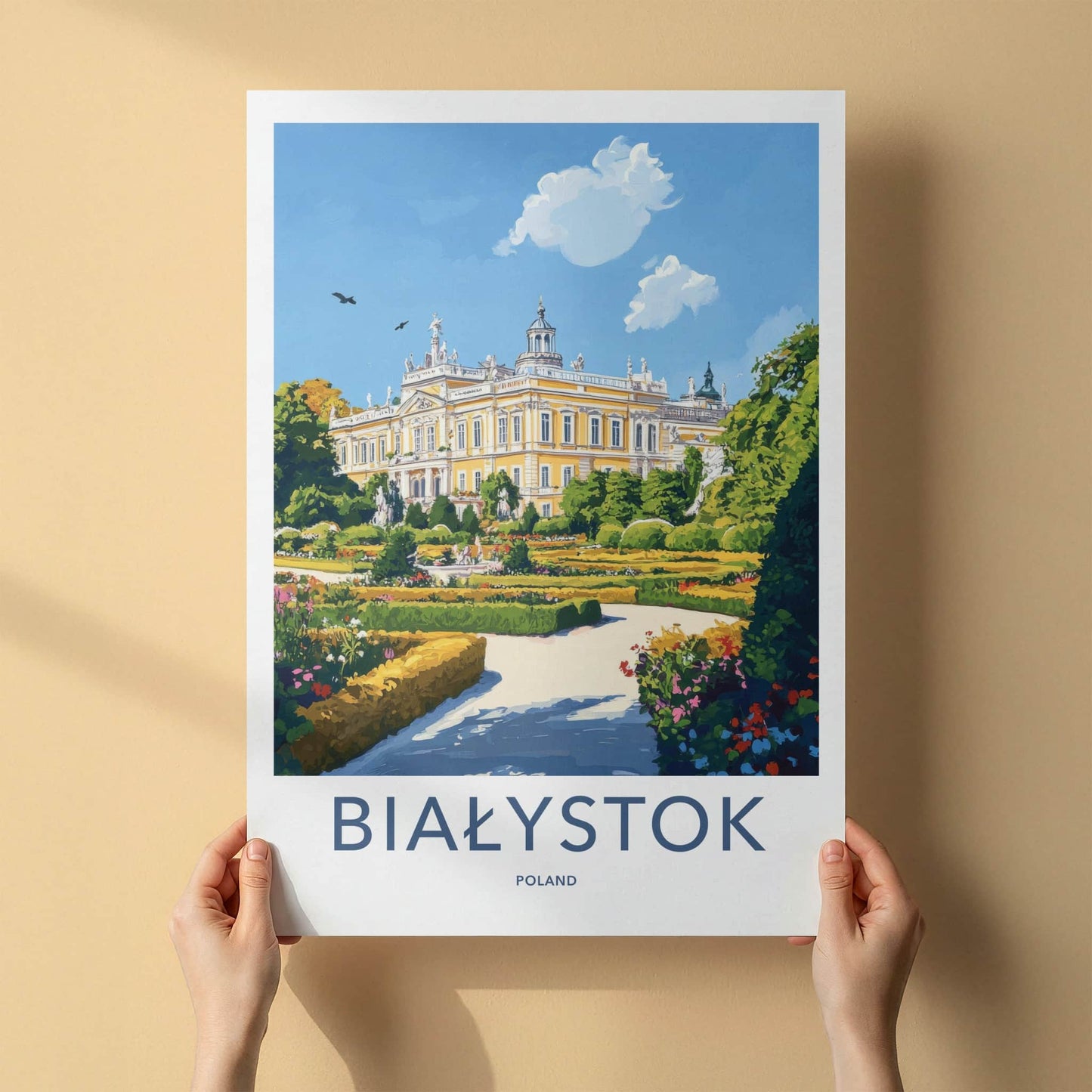 Bialystok Poster - Poland Travel Art - Grand Palace Gardens Home Decor