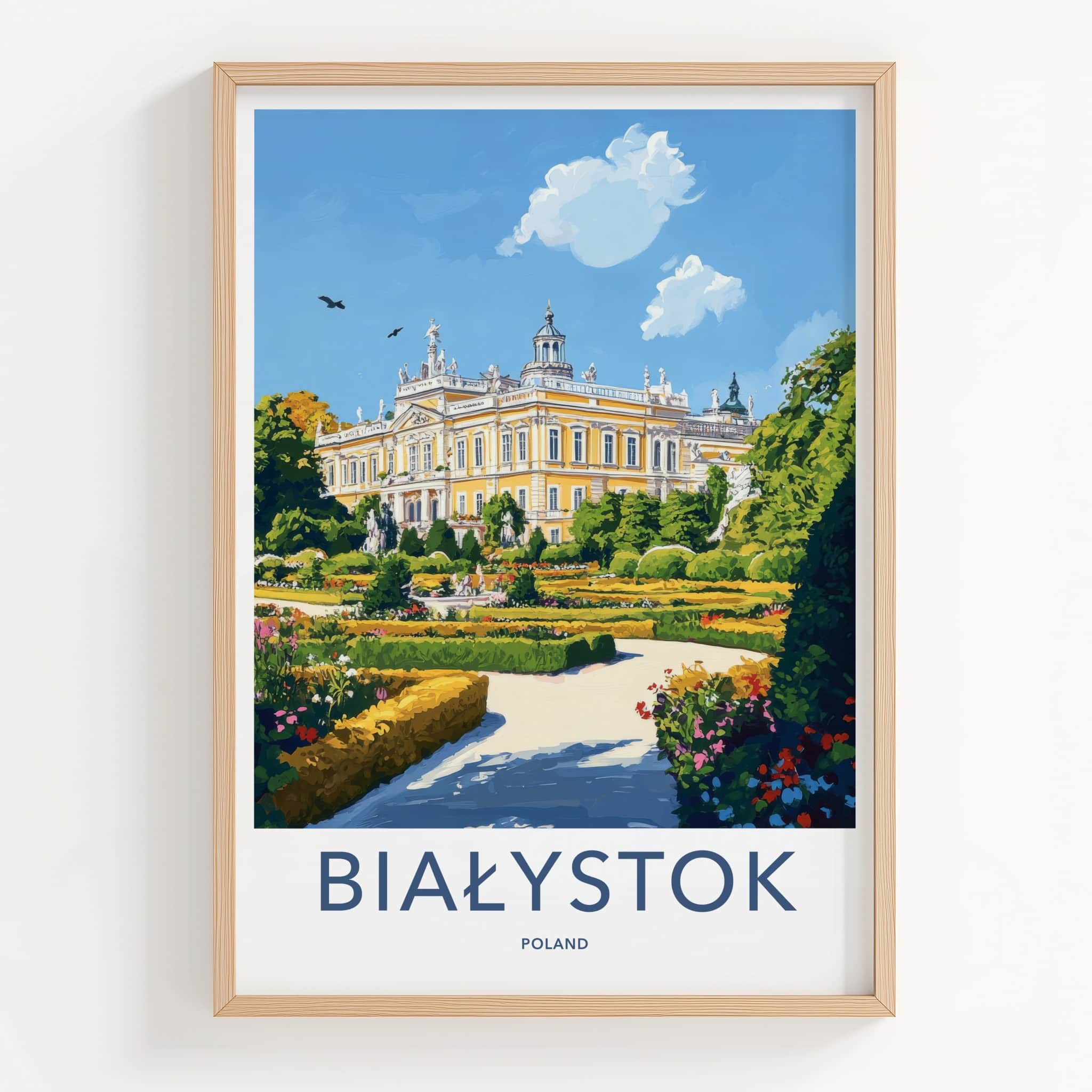 Bialystok Poster - Poland Travel Art - Grand Palace Gardens Home Decor