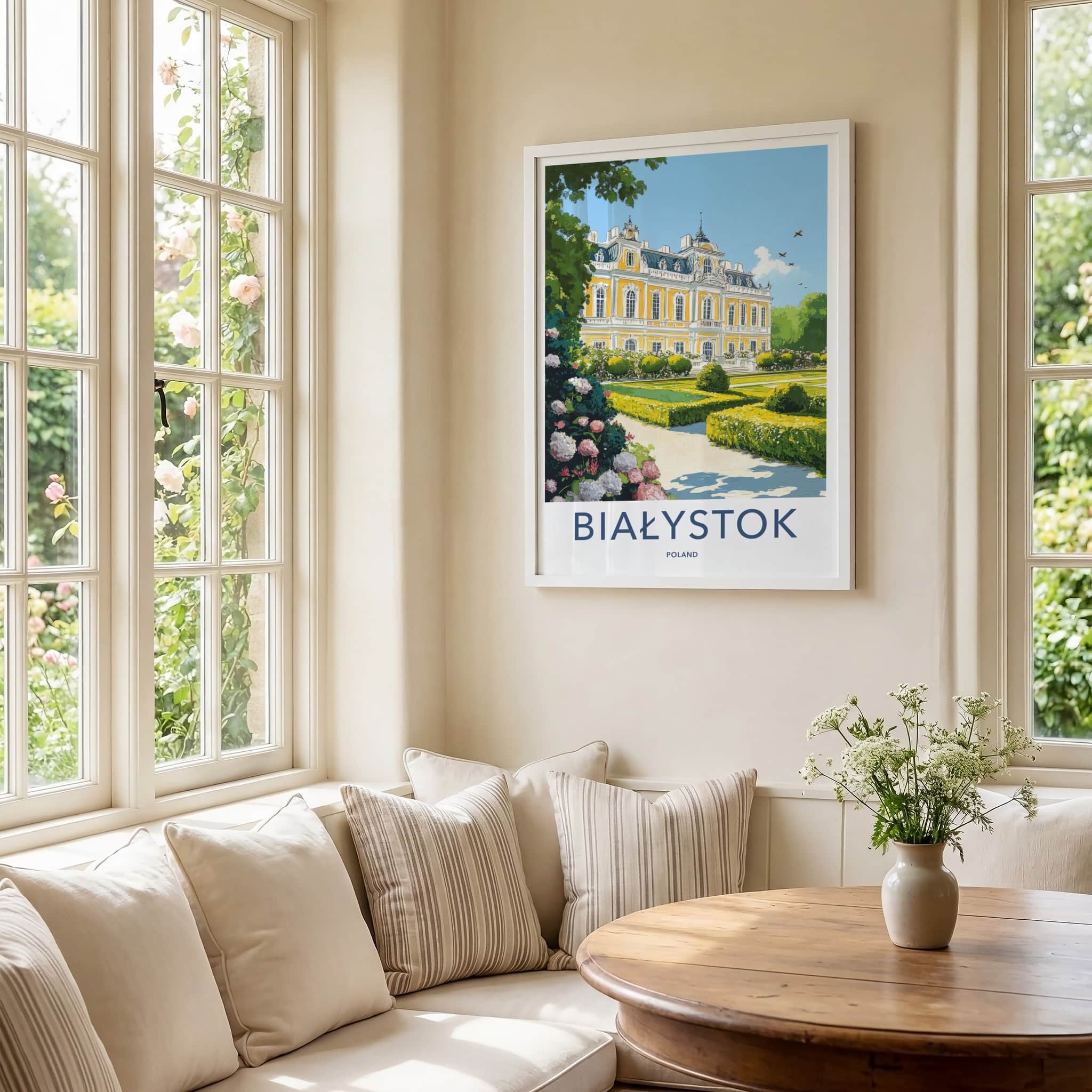 Bialystok Poster - Poland Travel Art - Grand Palace Gardens Home Decor