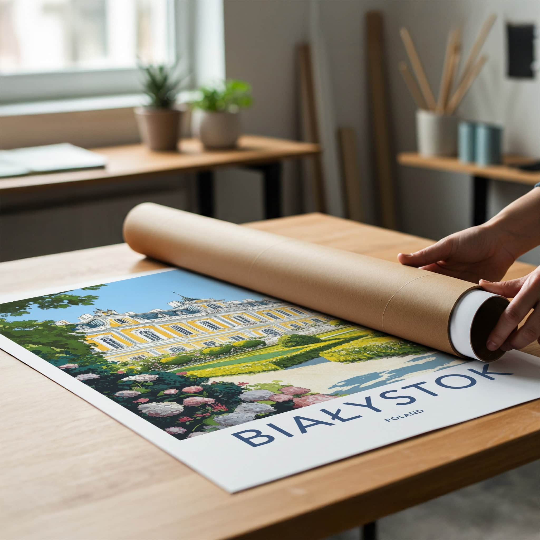 Bialystok Poster - Poland Travel Art - Grand Palace Gardens Home Decor