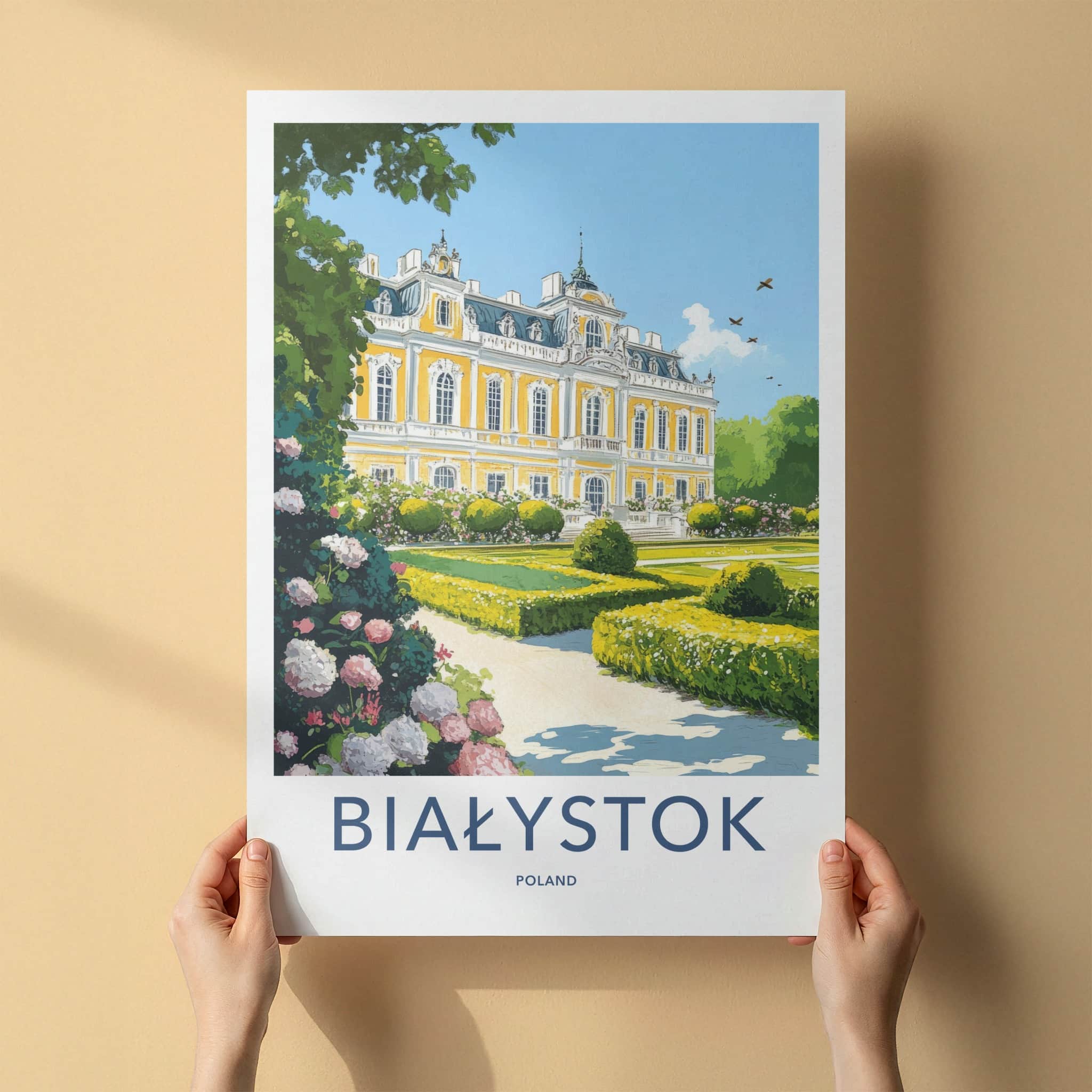 Bialystok Poster - Poland Travel Art - Grand Palace Gardens Home Decor