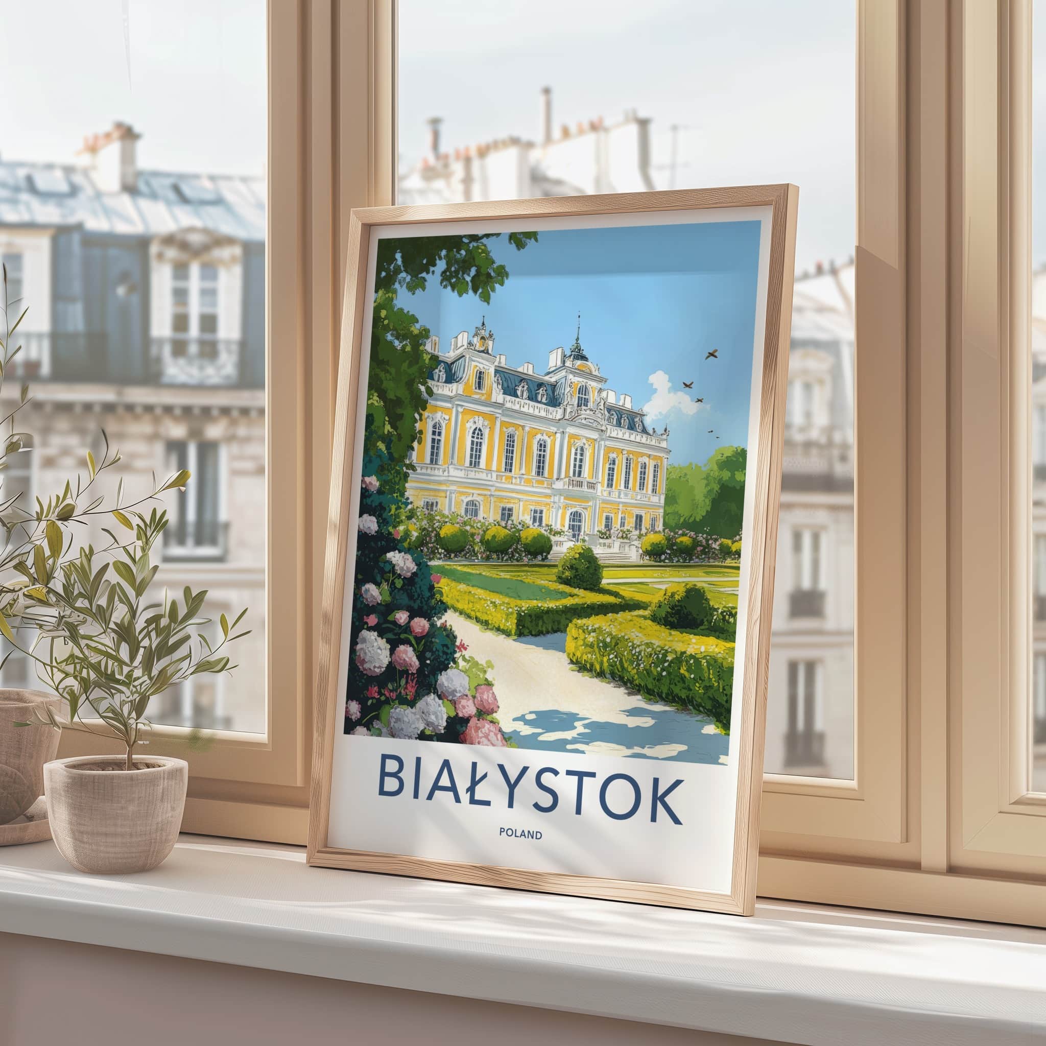 Bialystok Poster - Poland Travel Art - Grand Palace Gardens Home Decor