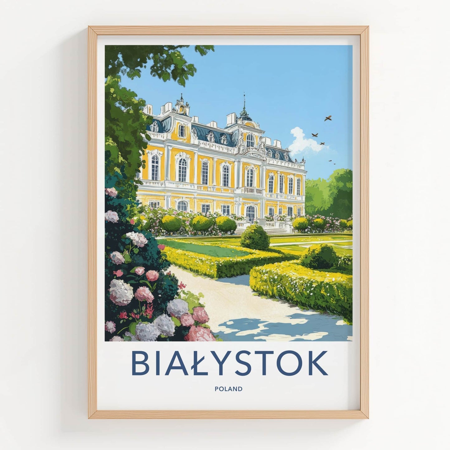 Bialystok Poster - Poland Travel Art - Grand Palace Gardens Home Decor