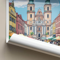 Bialystok Poster - Poland Travel Art - Historic Church Market Home Decor