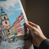 Bialystok Poster - Poland Travel Art - Historic Church Market Home Decor