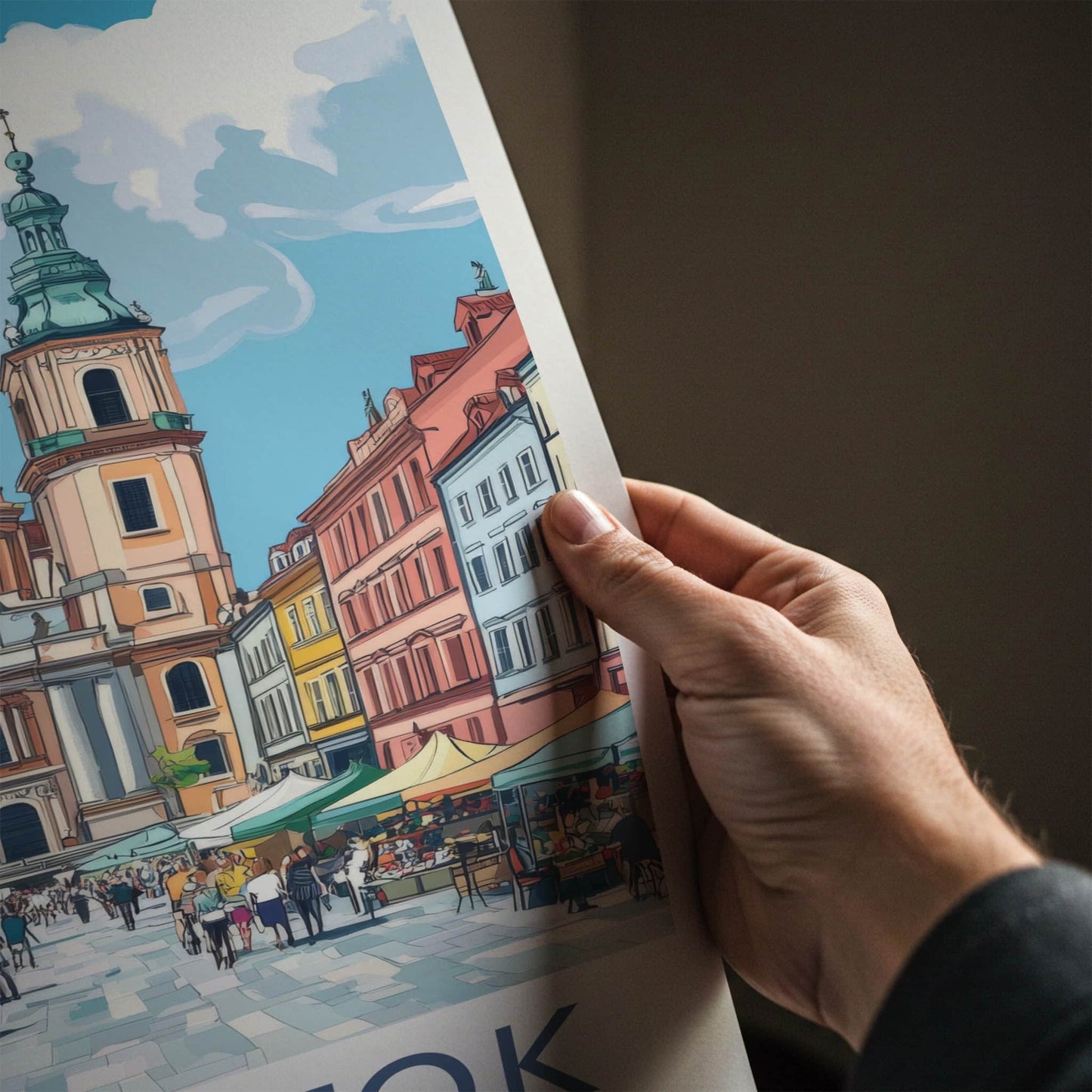 Bialystok Poster - Poland Travel Art - Historic Church Market Home Decor