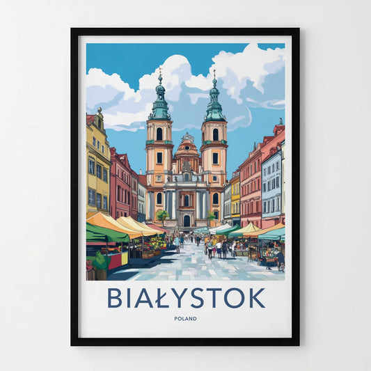 Bialystok Poster - Poland Travel Art - Historic Church Market Home Decor