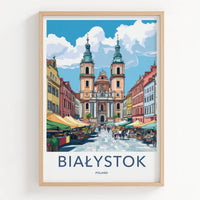 Bialystok Poster - Poland Travel Art - Historic Church Market Home Decor