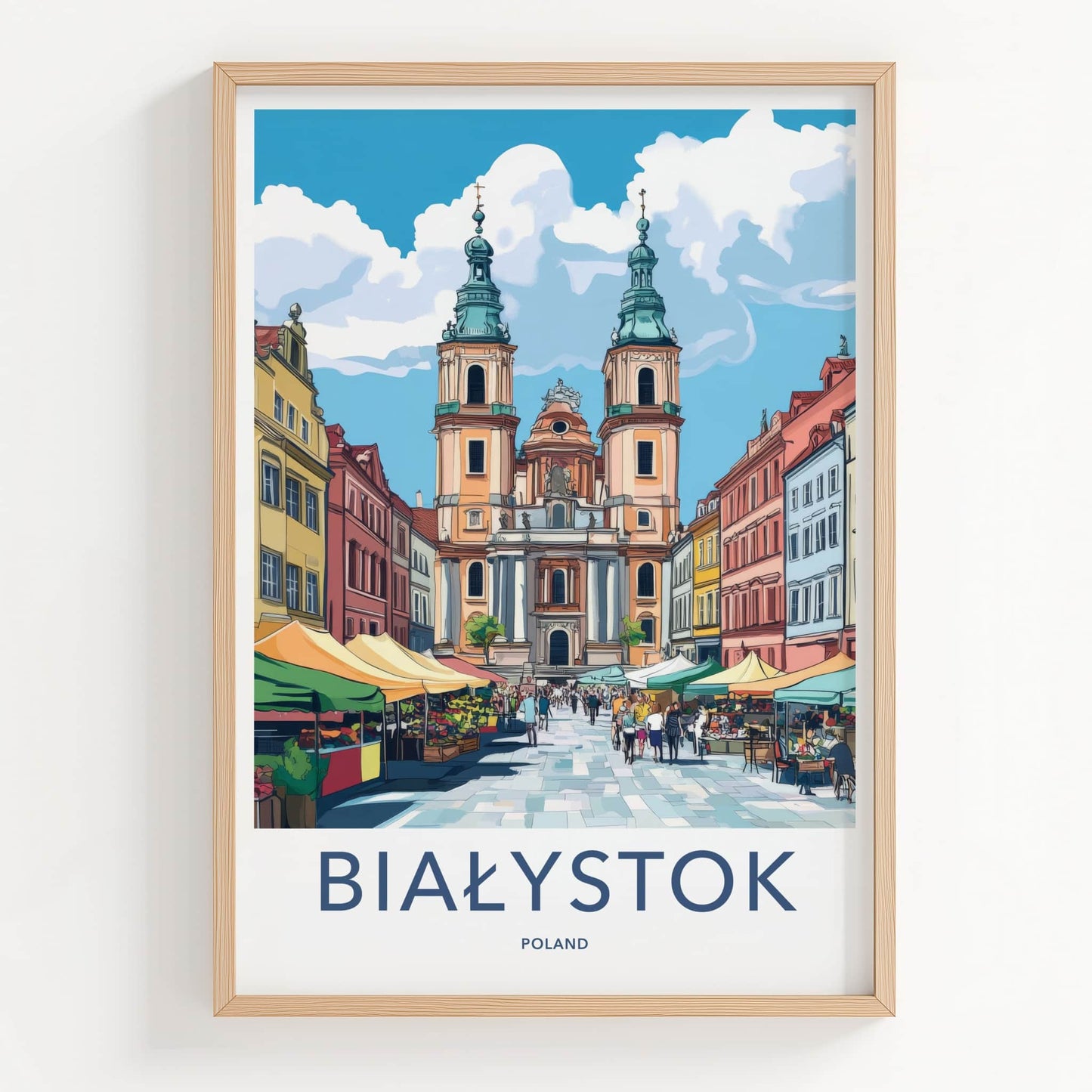 Bialystok Poster - Poland Travel Art - Historic Church Market Home Decor