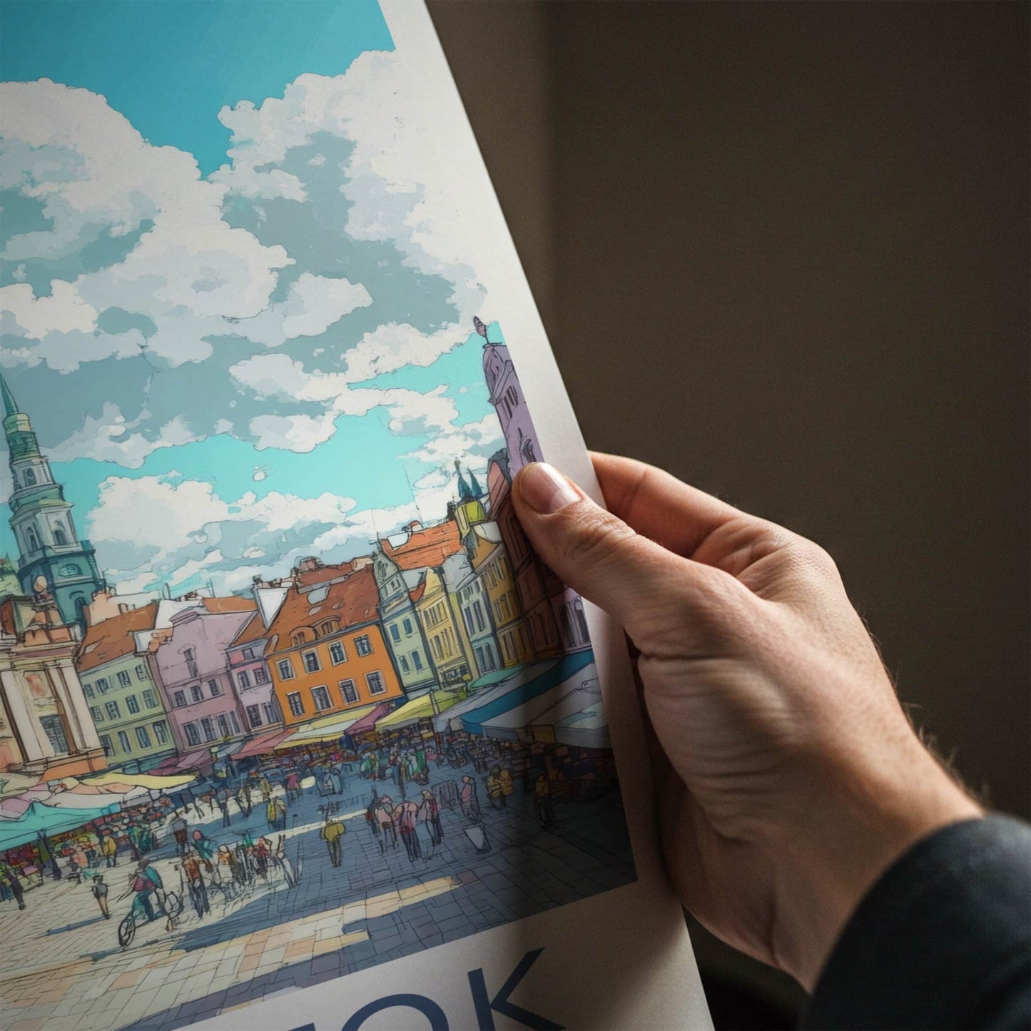 Bialystok Poster - Poland Travel Art - Vibrant Market Square Home Decor