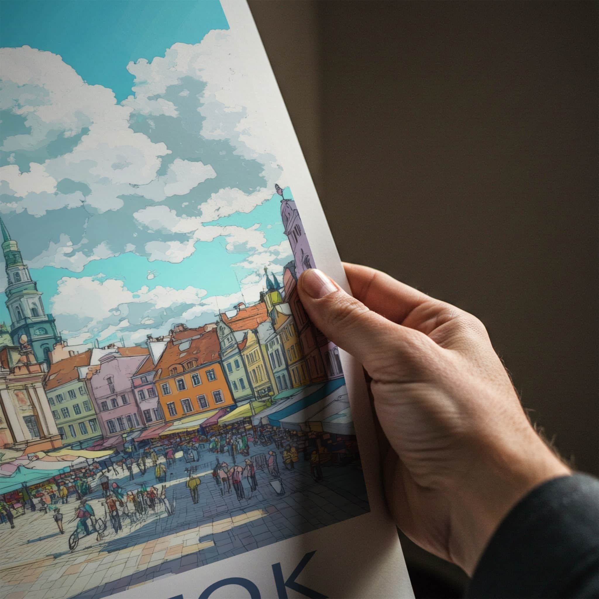 Bialystok Poster - Poland Travel Art - Vibrant Market Square Home Decor