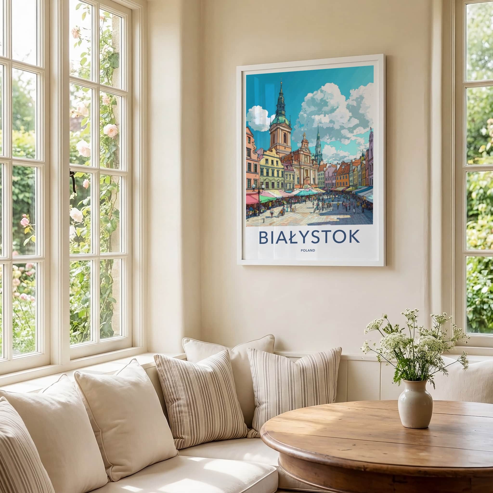 Bialystok Poster - Poland Travel Art - Vibrant Market Square Home Decor