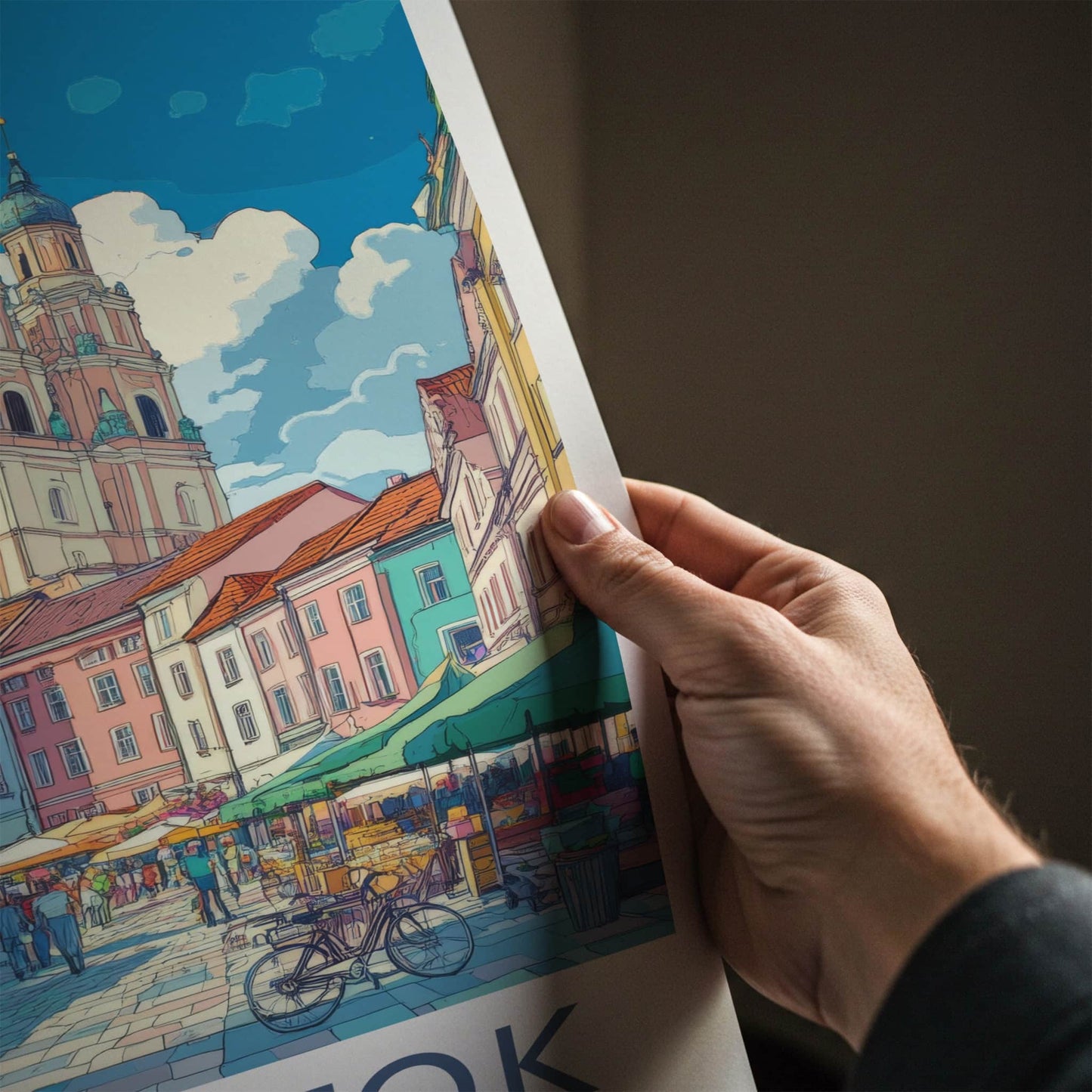 Bialystok Poster - Poland Travel Art - Vibrant Street Market Home Decor