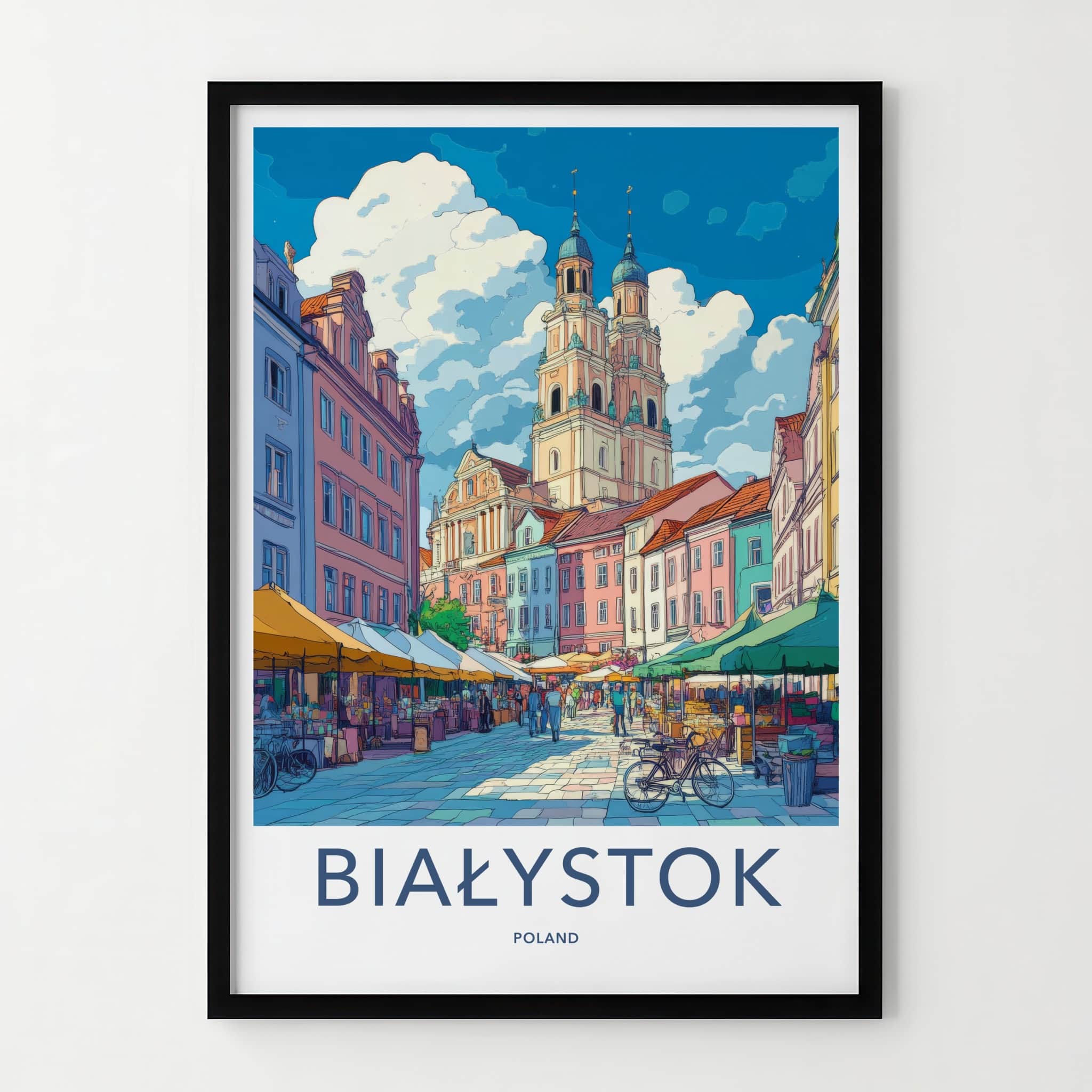 Bialystok Poster - Poland Travel Art - Vibrant Street Market Home Decor