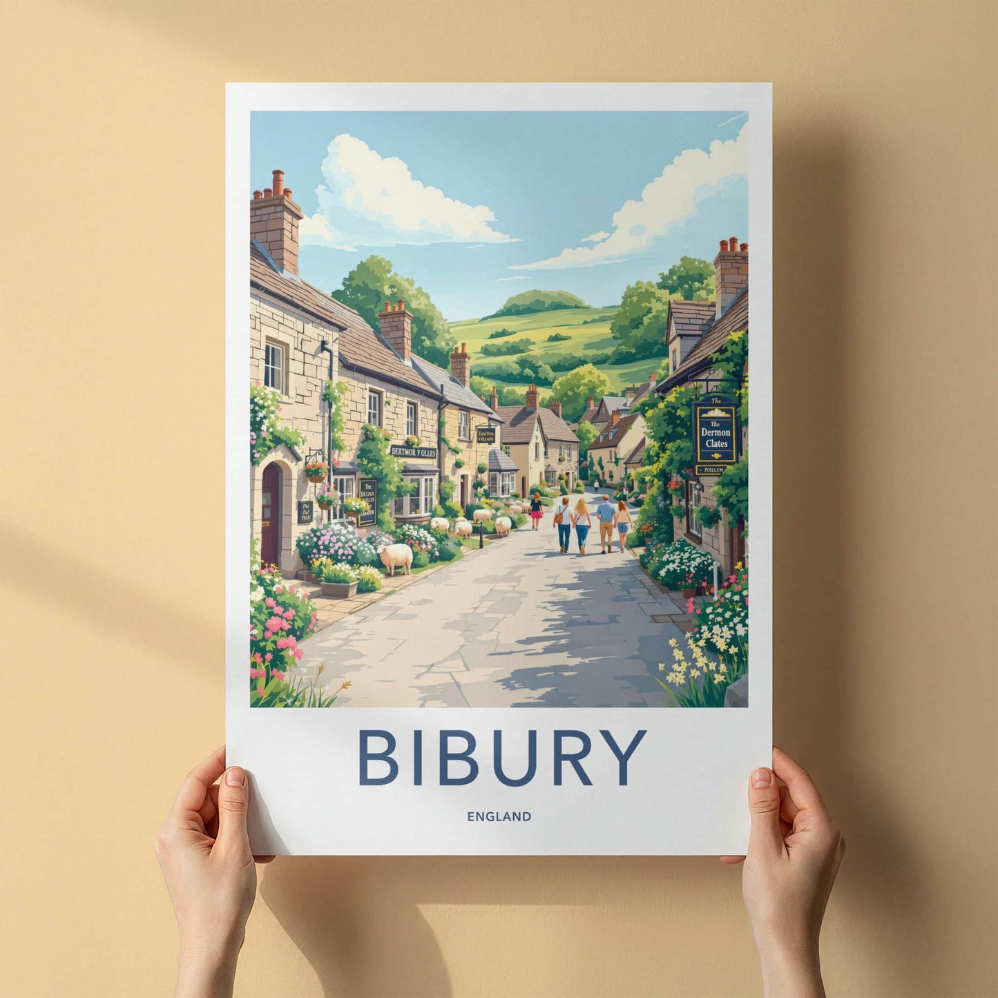 Bibury Poster - England Travel Art - Charming Village Street Home Decor