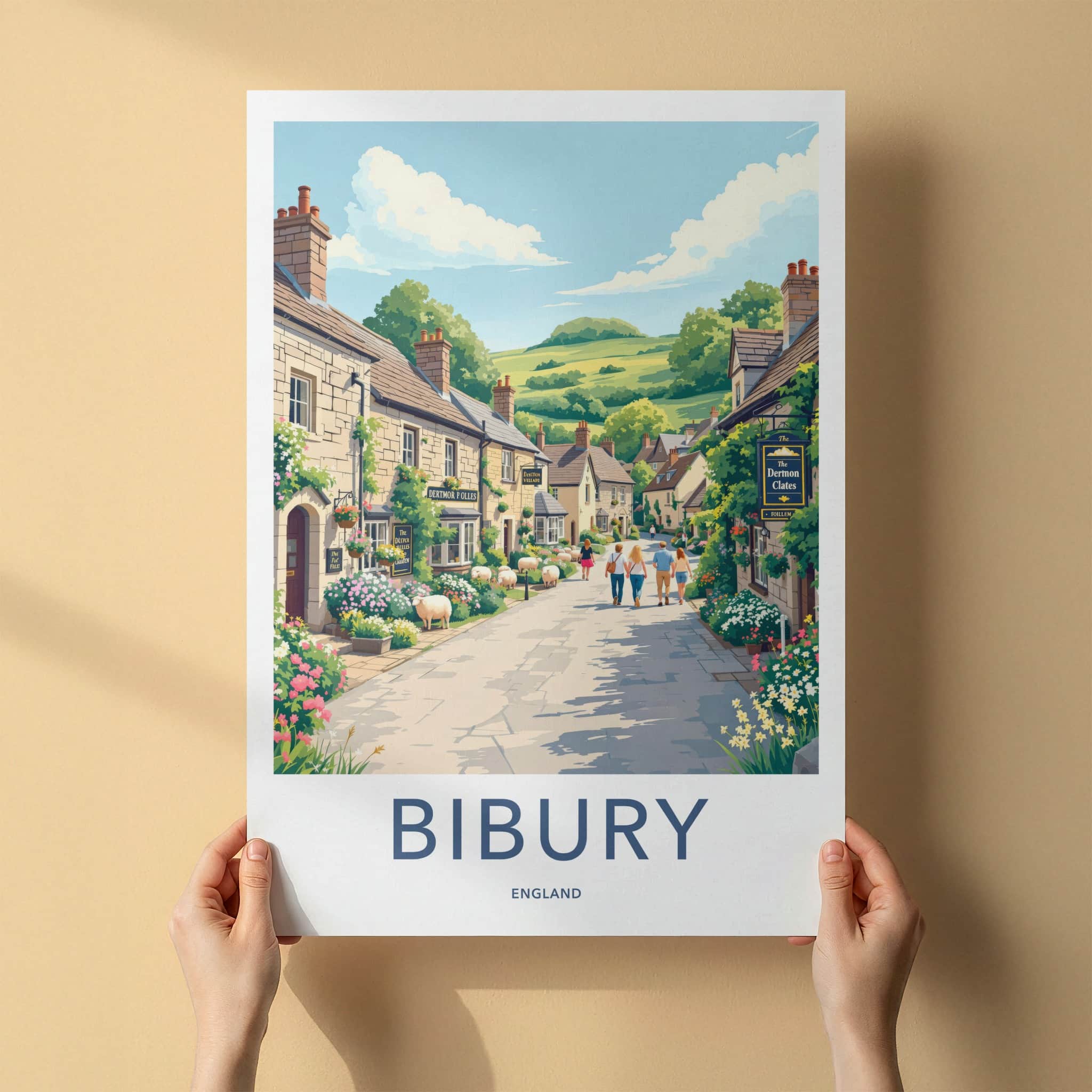 Bibury Poster - England Travel Art - Charming Village Street Home Decor