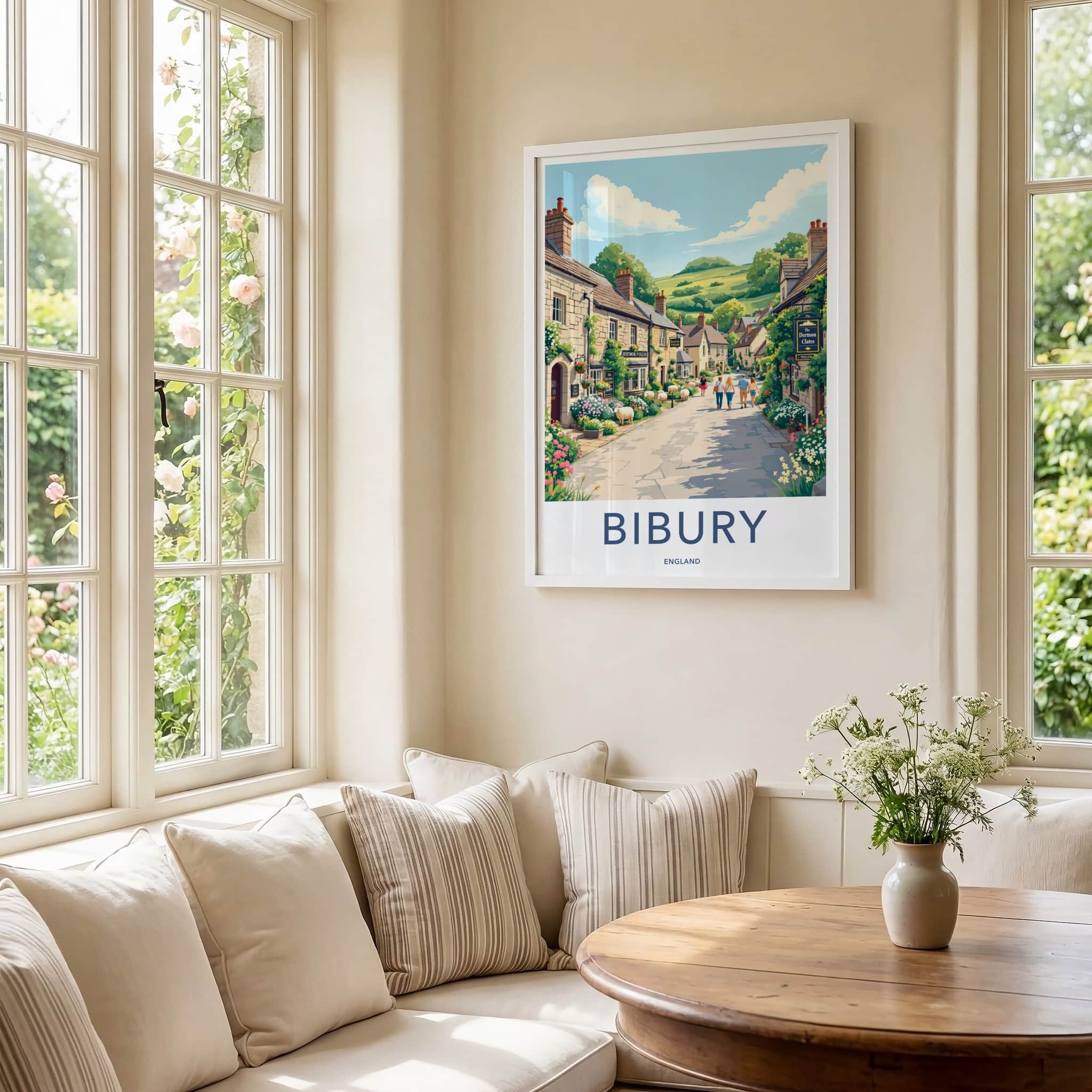 Bibury Poster - England Travel Art - Charming Village Street Home Decor
