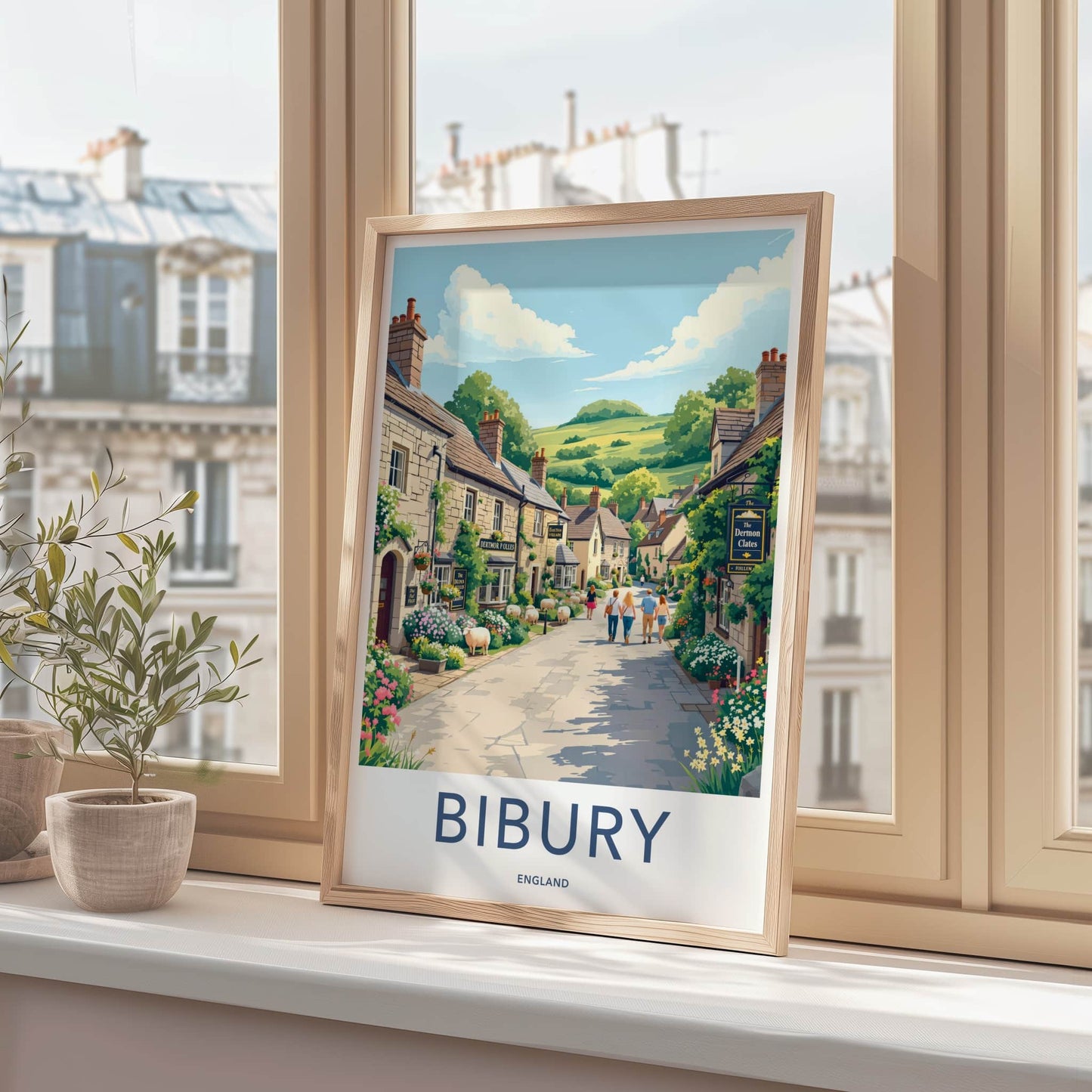 Bibury Poster - England Travel Art - Charming Village Street Home Decor