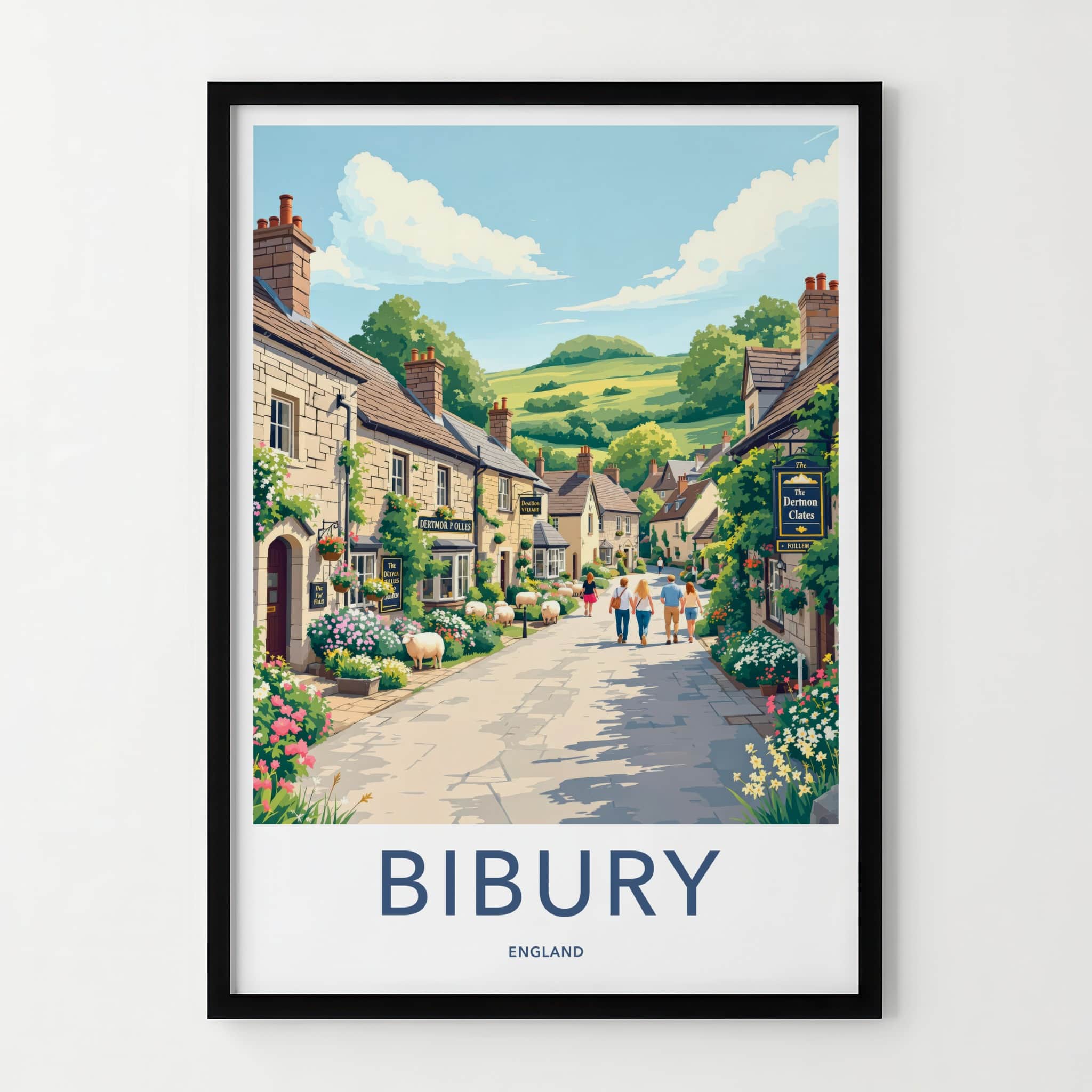 Bibury Poster - England Travel Art - Charming Village Street Home Decor