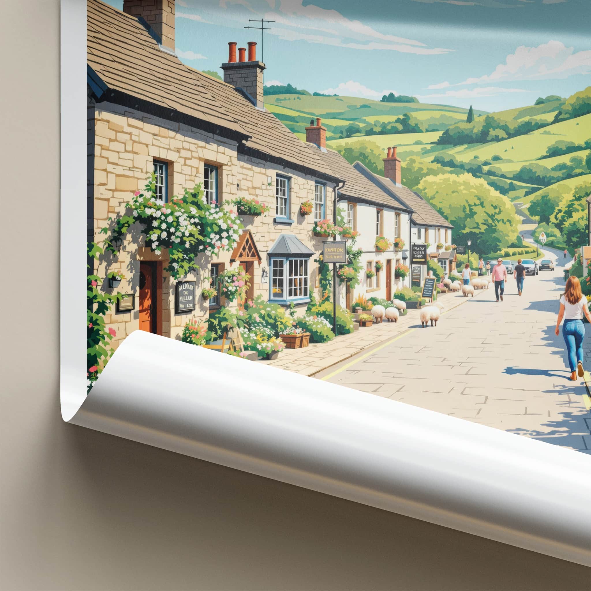 Bibury Poster - England Travel Art - Charming Village Street Home Decor