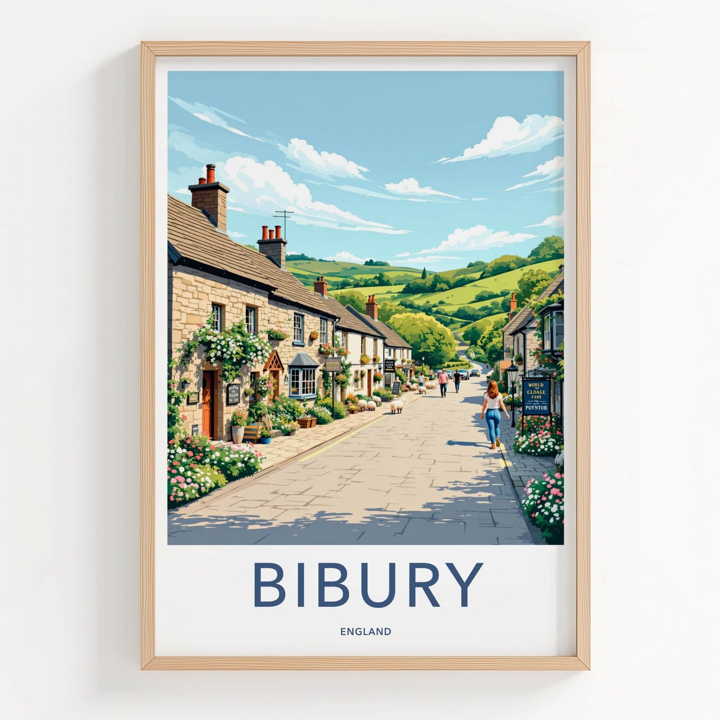 Bibury Poster - England Travel Art - Charming Village Street Home Decor
