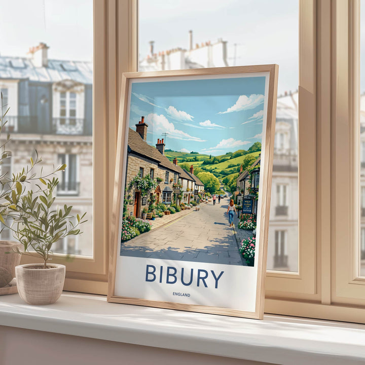 Bibury Poster - England Travel Art - Charming Village Street Home Decor