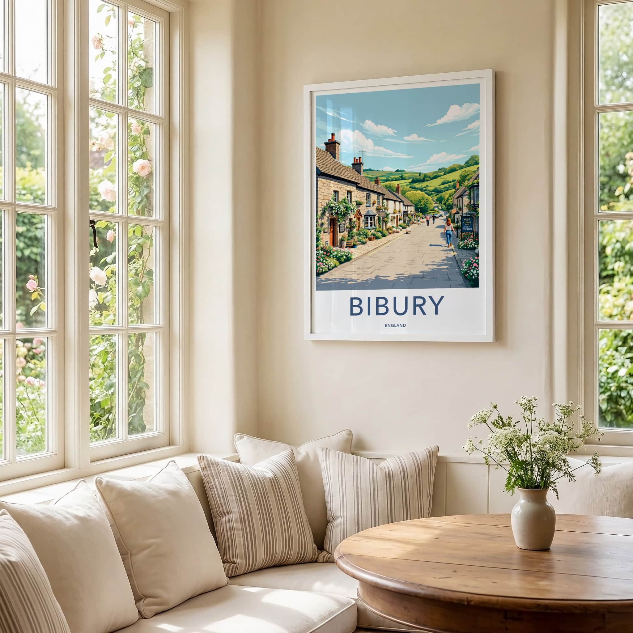 Bibury Poster - England Travel Art - Charming Village Street Home Decor