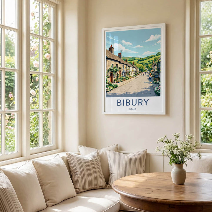 Bibury Poster - England Travel Art - Charming Village Street Home Decor