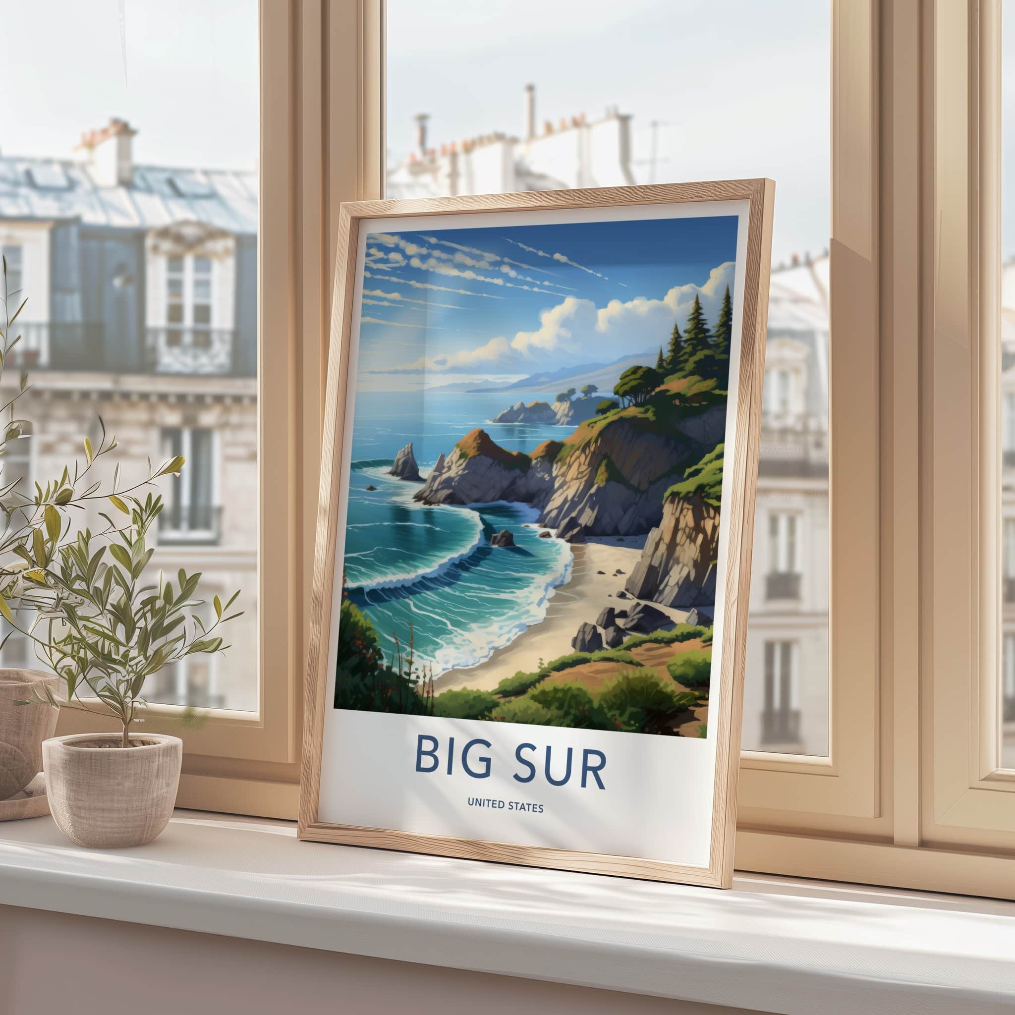 Big Sur Poster - California Framed Print - Rocky Coastline Views Gallery Art