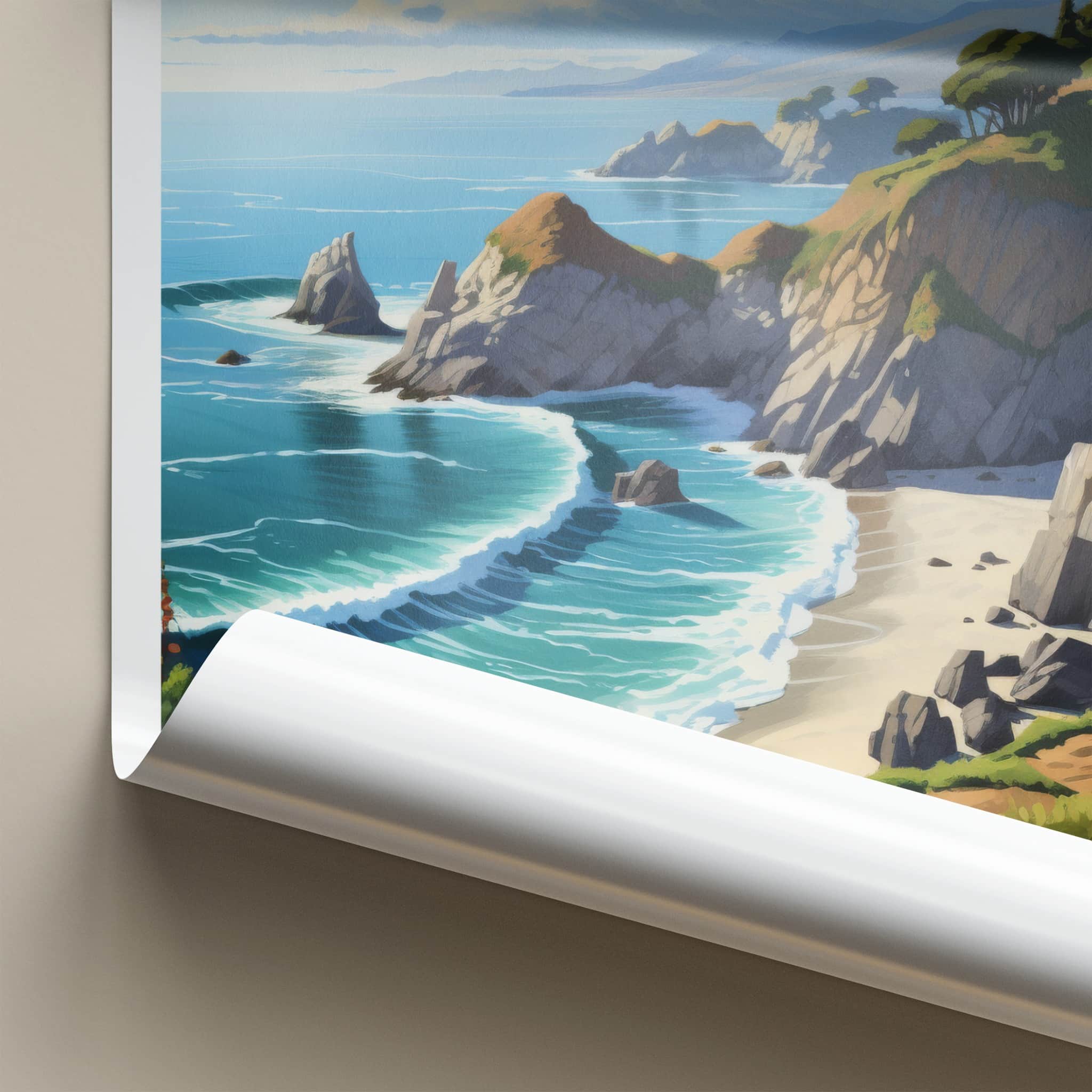 Big Sur Poster - California Framed Print - Rocky Coastline Views Gallery Art