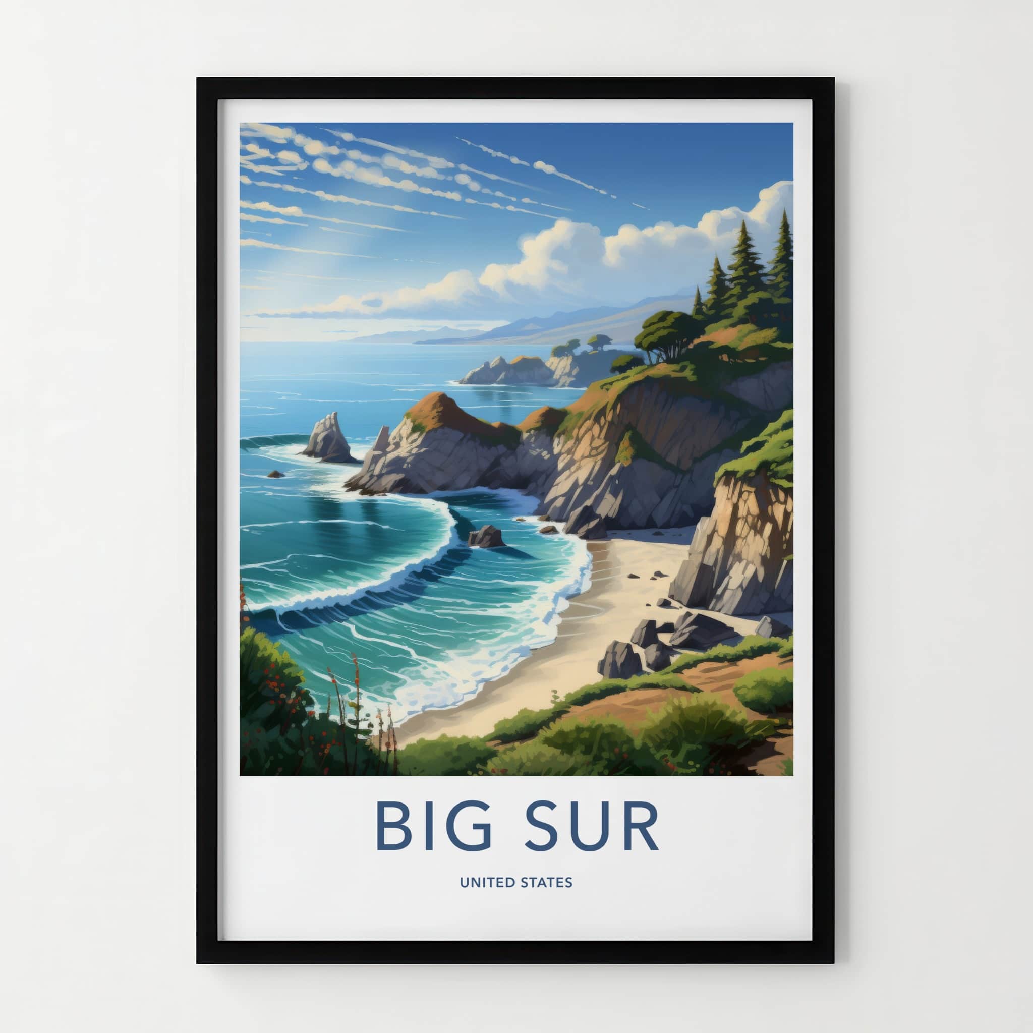 Big Sur Poster - California Framed Print - Rocky Coastline Views Gallery Art