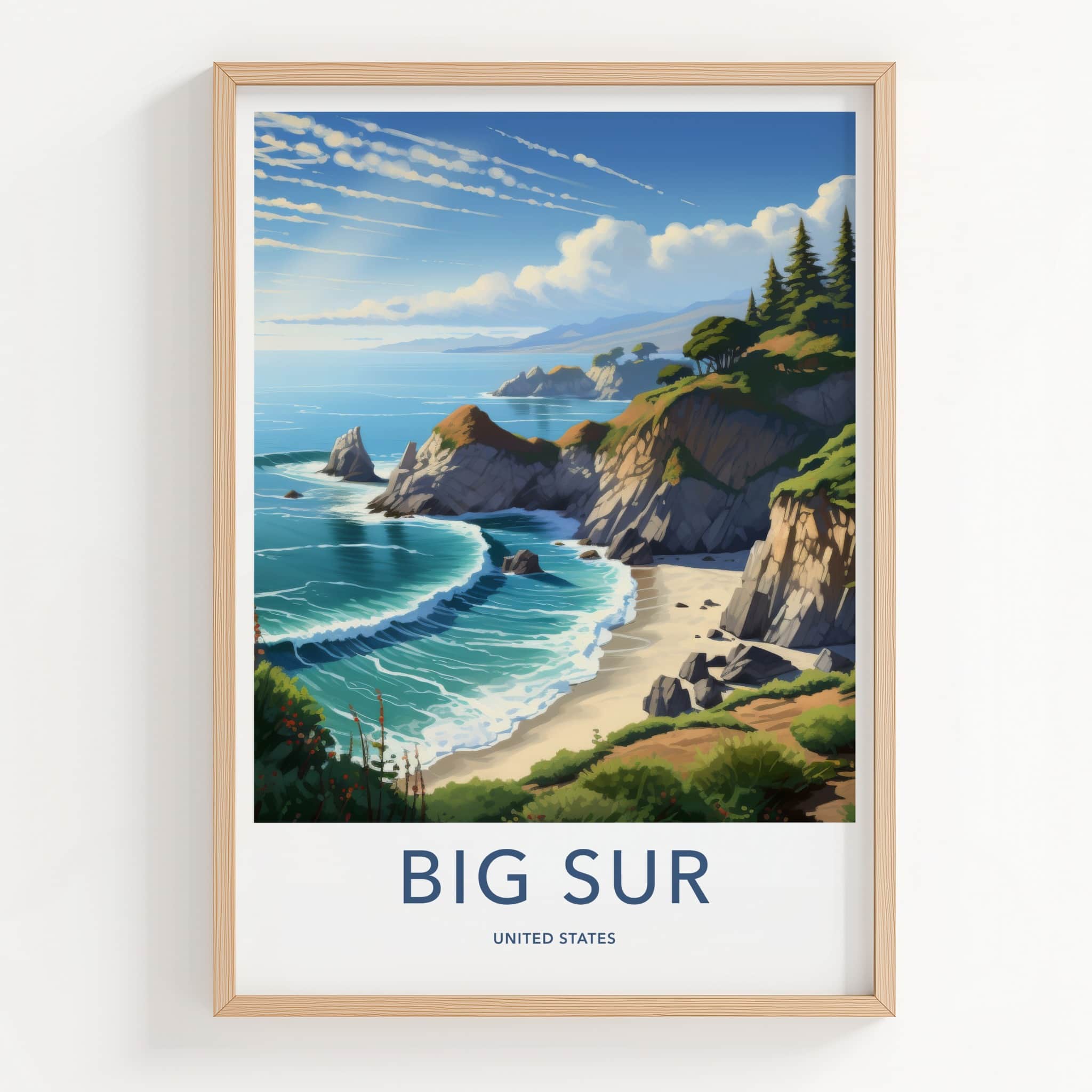 Big Sur Poster - California Framed Print - Rocky Coastline Views Gallery Art