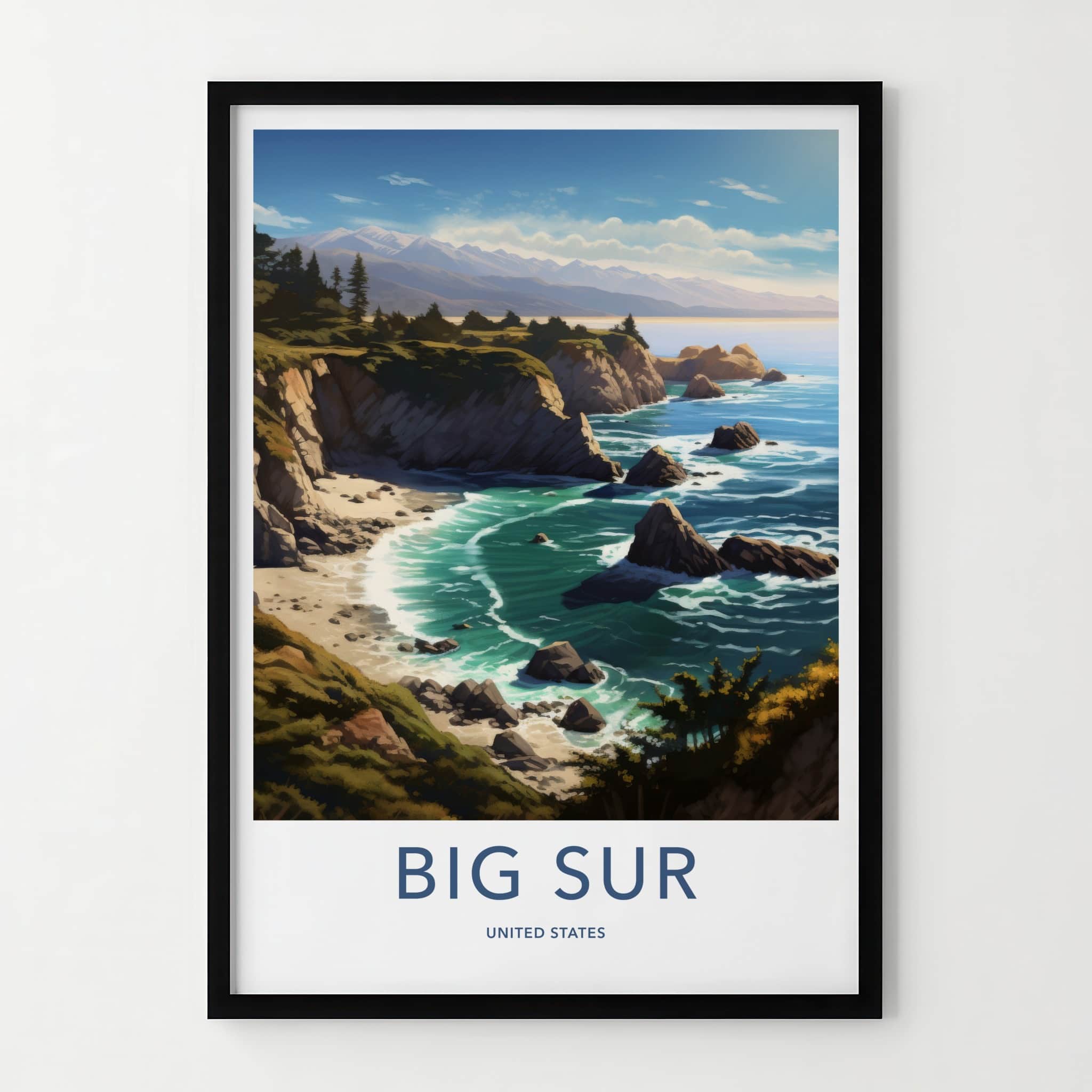 Big Sur Poster - California Travel Art - Coastal Ocean Cliffs Home Decor