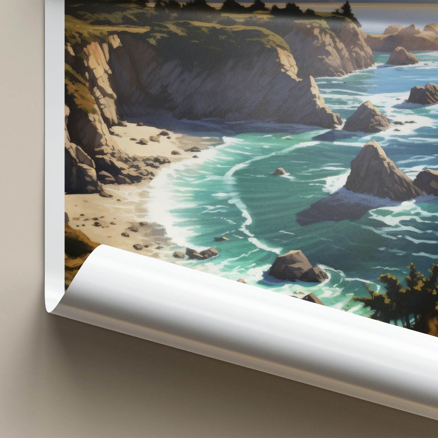 Big Sur Poster - California Travel Art - Coastal Ocean Cliffs Home Decor